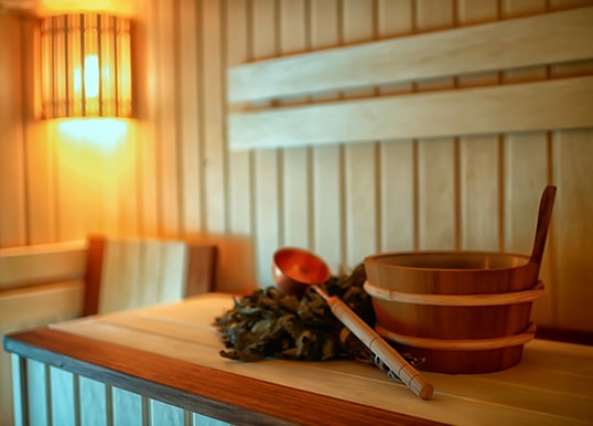 Relax in the sauna available at the independent floors of Flamingo Floors, Central Park